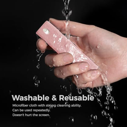 CLICK CLEAN Screen Cleaner, Fingerprint Proof Screen Cleaner Spray, All-in-One Cleaner with Microfiber, Shell and Phone Stand for All Phones, Laptop and Tablet Screens (Pink) - color: Pink