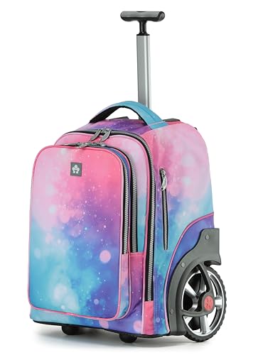 NEW TILAMI 20 Inch Rolling Backpack for School Stair-Climbing Big Wheel | Teen Boys Girls Carry-on Suitcase Large Organizer Compartment 15.6 Laptop Sleeve Adjustable Handle Roller Travel Bag College - color: Pop Gradient