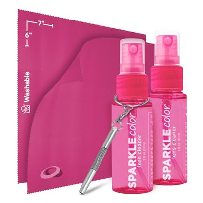 Sparkle Anti-Reflective Safe Lens Cleaner & Repair Kit – (2) 1oz Glasses Cleaner Spray, (2) Microfiber Cloth & Keychain Screwdriver for Eyeglasses, Sunglasses, Lenses & Screens (5 Piece Set) - style: Pink | 2x1oz Lens Spray + 2 Microfiber Cloths + 1 Screw