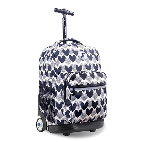 J World Sunrise Rolling Backpack. Roller Bag with Wheels, Heart Dot - color: Heart Dot