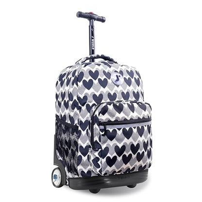 J World Sunrise Rolling Backpack. Roller Bag with Wheels, Heart Dot - color: Heart Dot