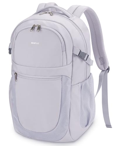 ECOHUB Travel Backpack for Women, 17.3 inch Suspended Laptop Backpack, Fashion Water-Resistant 28L Personal Item Bag with 12 Pockets for Causal, Work, Grey - color: Grey