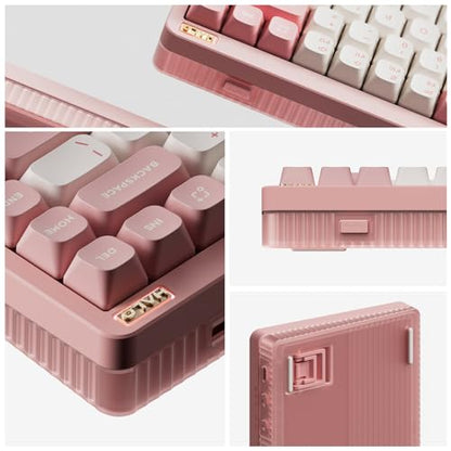 nuphy Halo75 V2 Mechancial Gaming Kyeboard,75% Wireless Hot Swappable Bluetooth Keyboard,83 Kyes RGB Backlit Keyboard,Support Bluetooth/2.4GHz/USB-C (Pink, Lemon (55gf)) - color: Pink, size: Lemon (55gf)