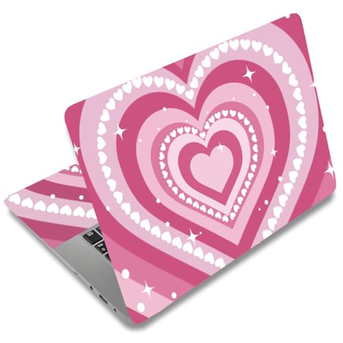 SUPERDANT Laptop Skin Sticker Pink Heart Laptop Decals Personalized Universal Notebook Computer Wrap Vinyl Skin Stickers Cover Art Decal Removable 12-15.6 Inch Waterproof Scratch-Resistant Gifts - style: Love Heart Vortex