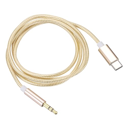 DMiotech 2Pcs USB C to Aux Type C Male to 3.5mm Male Jack Adapter Audio Cable Aluminum Alloy Housing Nylon Braided Audio Aux for Phone Car Speaker 1M/3.3Ft Red - color: Gold, size: 1M/3.3Ft