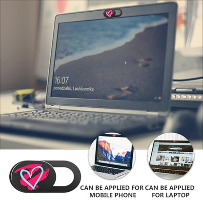 BESPORTBLE 3pcs Adhesive Laptop and Tablet Camera Privacy Covers with Heart Pattern, Ultra-Thin Sliding Webcam Covers for Computers and Phones, Anti-Peeping Privacy Protection for Office