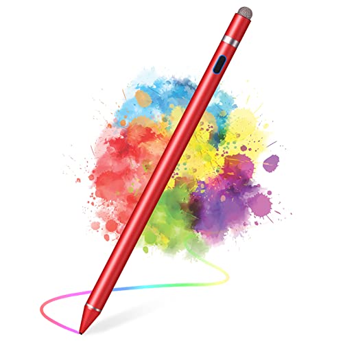 Active Stylus Pens for Touch Screens, Active Pencil Smart Digital Pens Fine Point Stylist Pen Compatible with iPhone iPad (red) - color: Red