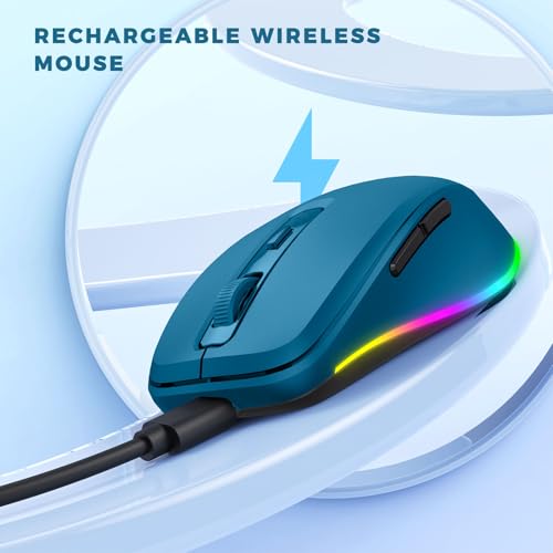PEIOUS Wireless Mouse Jiggler - Keep Computers Awake, Dark Blue | Rechargeable LED Mouse, Silent Clicks, Adjustable DPI and Random Movement Keep Computers Awake for Laptop/PC/Mac - color: Dark Blue