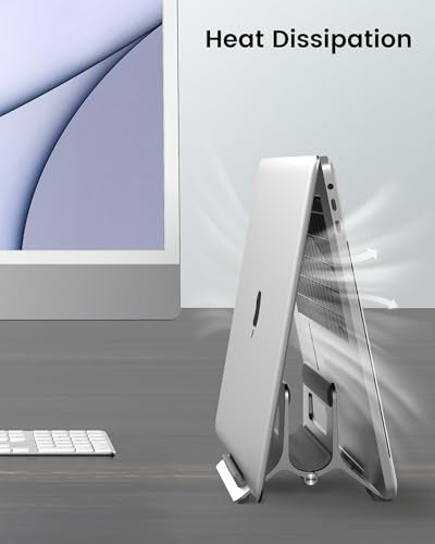 Vertical Laptop Stand for Desk, Gravity Auto Lock Vertical MacBook Stand, Aluminum Laptop Vertical Dock Stand Holder Compatible with MacBook Pro, MacBook Air, Silver - color: Silver