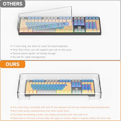 BEEGO Mechanical Computer Keyboard Cover - 2PCS Clear Acrylic Keyboard Cover Keyboard Dust Cover Mechanical Keyboard Cover Full Size Keyboard Protector - color: Clear, size: 2 PCS