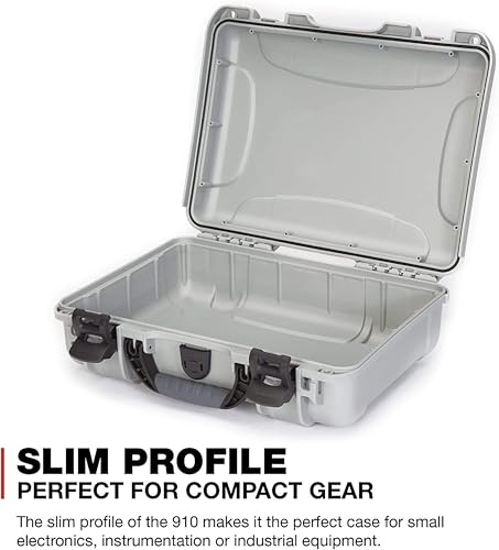 NANUK 910 Waterproof Hard Case with Foam – 14.3” x 11.1” x 4.7”, Protective Case for Camera, Electronics & Gear – Impact-Resistant, Dustproof, Airline Carry-On Approved – Made in Canada, Silver - color: Silver, style: Cubed Foam