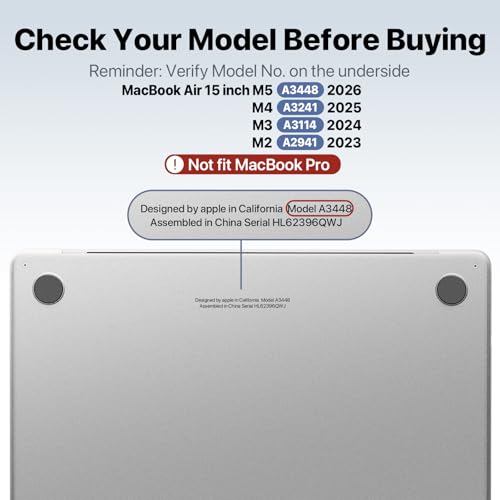 Macaset MacBook Air 15 inch Case M5-M2 2026-2023 A3448 A3241 A3114 A2941 | 100% Laptop Color Match, Easy to Snap on, Air 15.3 Hard Shell Protective Laptop Cover - color: Matte Clear