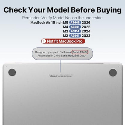 Macaset MacBook Air 15 inch Case M5-M2 2026-2023 A3448 A3241 A3114 A2941 | 100% Laptop Color Match, Easy to Snap on, Air 15.3 Hard Shell Protective Laptop Cover - color: Matte Clear