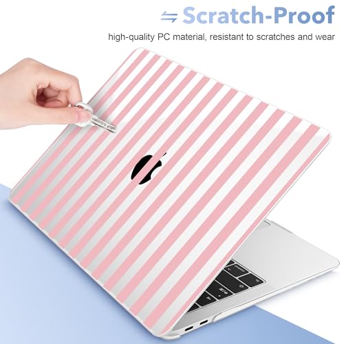 May Chen Compatible with MacBook Air 13 inch Case 2022 2021, 2020-2018 Release Model: M1 A2337 A2179 A1932, Plastic Hard Shell Case Cover for Mabook Air 13 inch with Retina Dispaly, Pink Stripes - color: Pink stripes