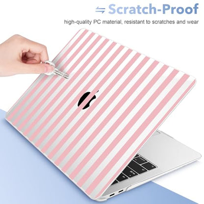 May Chen Compatible with MacBook Air 13 inch Case 2022 2021, 2020-2018 Release Model: M1 A2337 A2179 A1932, Plastic Hard Shell Case Cover for Mabook Air 13 inch with Retina Dispaly, Pink Stripes - color: Pink stripes