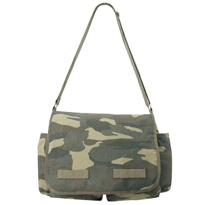 Rothco Classic Canvas Messenger Bag | Durable Canvas Shoulder Bag, Crossbody Designed For EDC, Travel, Commuting, Organized Storage And Dependable Carry - color: Woodland Camo