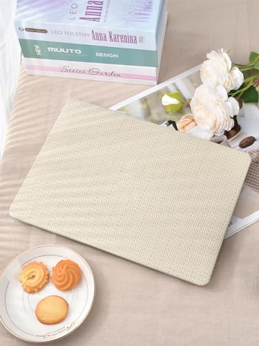 Seorsok Compatible with MacBook Air 13 Inch Case 2022-2018 Release A1932 A2179 M1 A2337 Touch ID,Elegant Leather Plastic Hard Shell Case with Keyboard Cover,Beige Woven Fabric No Logo Cutout Design - color: Beige, size: Air 13(A1932 A2179 M1 A2337)