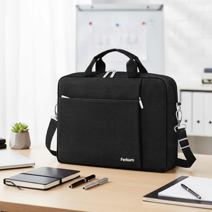 Ferkurn Laptop Bag Case for Women Men Computer Bag Compatible with HP Envy Pavilion Omen/LG Gram/MSI/Dell Inspiron XPS/Lenovo/Acer, Shoulder Strap Carrying Messenger Briefcase, Black, 17 17.3 Inch - color: Black, size: 17.3 inch