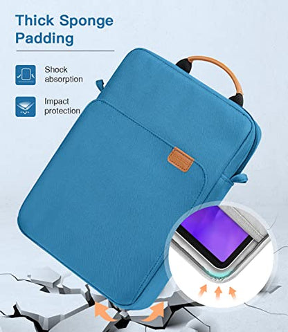 MoKo 9-11 Inch Tablet Sleeve Bag Handle Carrying Case with Shoulder Strap | Fits iPad Pro/Air/A16 11-inch, iPad 10th 10.9, iPad 9/8/7th 10.2, iPadAir 5/4th 10.9 and Tab S8/S9 11-inch, Peacock Blue - color: Peacock Blue, size: 9-11 inch