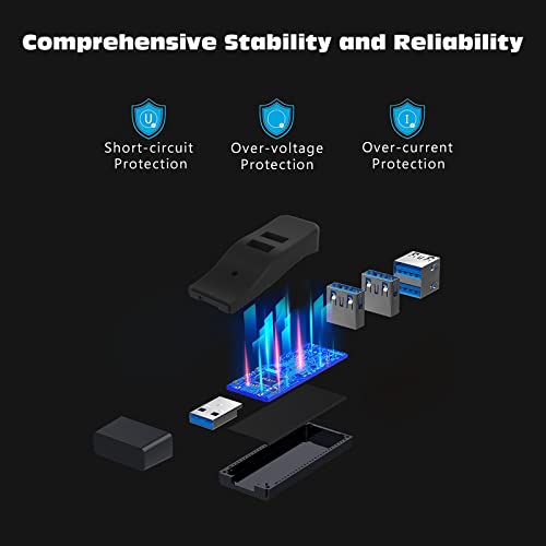VCOM USB 3.0 Hub for Laptop, Portable 4-Port Data USB Splitter, Mini USB A Port Expander, 5Gbps Fast Data Transfe for Desktop Computer, Surface Pro, XPS, PC, Flash Drive, Mobile HDD, Keyboard, Mouse