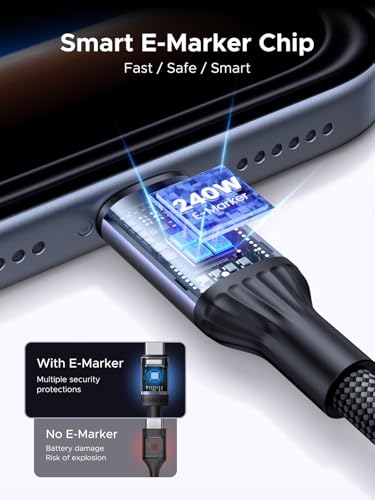 UGREEN USB-IF Certified USB-C to USB-C Cable 240W, PD3.1 Fast Charging Cable for MacBook Pro/Air, OmniBook, ThinkPad, Legion, iPad, iPhone 17/16/15, Galaxy S25/S24, Black, 6.6FT - size: 6.6