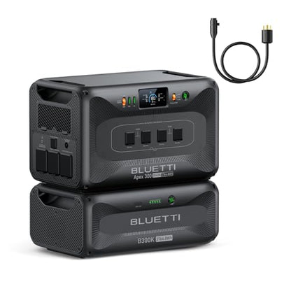 BLUETTI Apex 300 Solar Generator & B300K with TT-30 30A Cable Power Station | 5529.6Wh LiFePO4 Battery Backup with 6 3840W AC Outlets (7680W Surge), 2H Fast Charge, Generator Support for Off-Grid Living - style: BLUETTI Apex 300+B300K+TT-30 30A