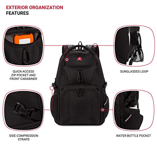 SwissGear 1900 Scansmart Mini/Slim Version, Fits Most 13 Inch Laptops and Tablets, TSA Friendly Backpack, Black - color: Black