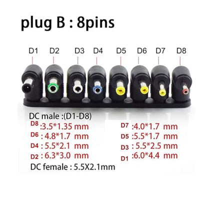 Multifunctional Power Adapter Set Including 8pcs/10pcs Connectors Conversion Adapters for Laptops Notebook Laptop Adapter - color: 10 piece set A