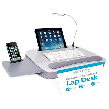 Sofia + Sam Multi Tasking Memory Foam Lap Desk with USB Light (Silver) | Supports Laptops Up to 15 Inches - color: Silver