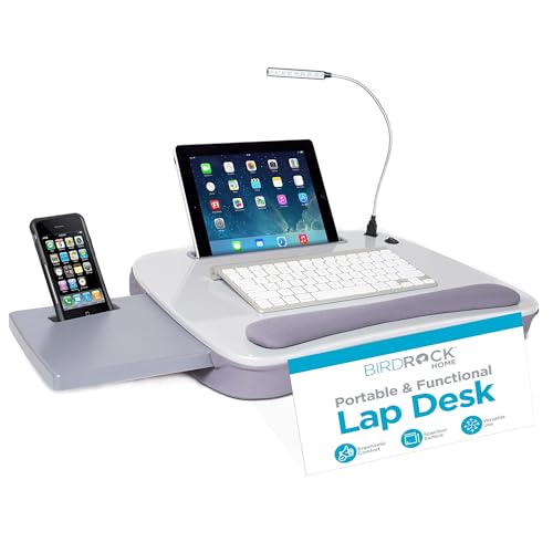 Sofia + Sam Multi Tasking Memory Foam Lap Desk with USB Light (Silver) | Supports Laptops Up to 15 Inches - color: Silver