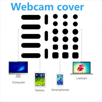 Universal Webcam Cover Stickers - Privacy Protection Accessory, No Residue Application, Safe Screen Closure - Dots,Squares and Bars, 26 Pieces - Black - color: Black30