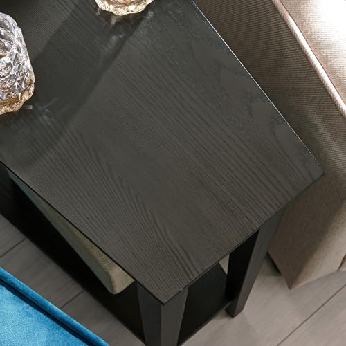 Leick Home Teegan End Table, Solid Wood, Bottom Display Shelf, Narrow Wedge, For Living Room/Bedroom, Smoke Gray, 24.0 in L x 15.0 in. W x 24.0 in. H - color: Smoke Gray