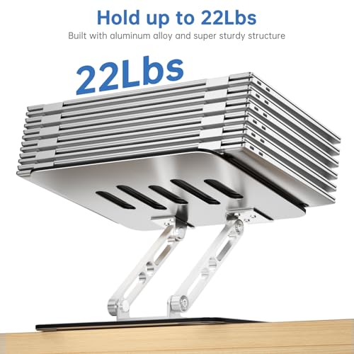 Laptop Stand for Desk Adjustable Computer Stand with 360 Rotating Base Ergonomic Laptop Riser Mount for Desk Foldable Protable Computer Desk Fits with MacBook Pro Air, Rectangle - color: Rectangle, Silver