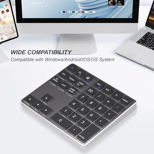 Gugxiom Bluetooth Number Pad, 2.4G Numeric Keypad Numpad, 35 Keys, Rechargeable Financial Accounting Numeric Pad for Laptop Desktop PC (Black)