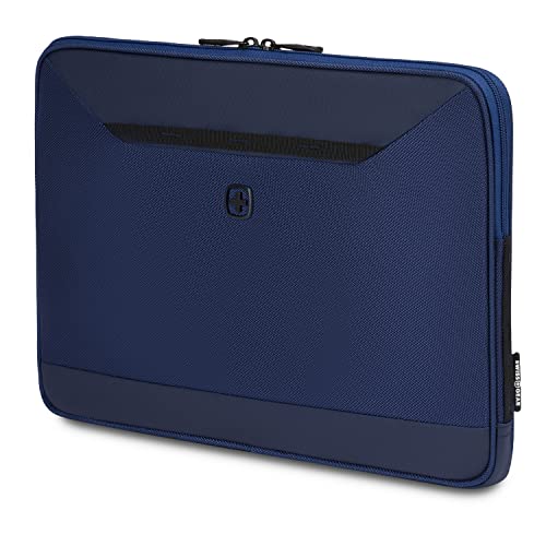 SwissGear Padded Zippered Laptop Sleeve, Micro-Twill Laptop Case with Fleece Lining & Front Webbing - color: Ballistic Navy Blue, size: 16-Inch