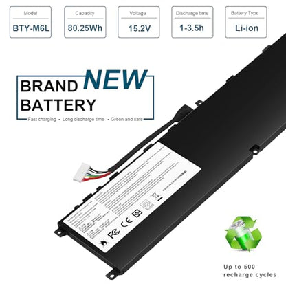 TREE.NB BTY-M6L Laptop Battery Replacement for MSI GS65 Stealth Thin for MSL GS75 Stealth Thin for MSI GS60 6QE-054US Series for MSI P65 Creator 8RD-021 8SF 9SE Series - size: 13.19x3.23x0.28inch BTY-M6L