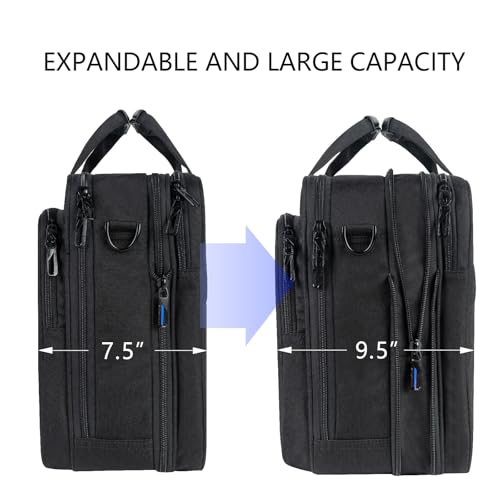 VANKEAN 17.3" Expandable Waterproof Laptop Briefcase for Travel & Business | Multi Functional Compartment,Padded Shoulder Strap,Convenient Luggage Strap,Water-Repellent Fabric,Padded Laptop Compartment - color: Black-blue, size: 17.3 Inch