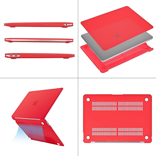 MOSISO Compatible with MacBook Air 13 inch Case M1 2021 2020 2019 2018 | A2337 A2179 A1932, Protective Hard Shell&Keyboard Cover&Screen Film&Pouch for MacBook Air 13.3 inch Case, Red - color: Red