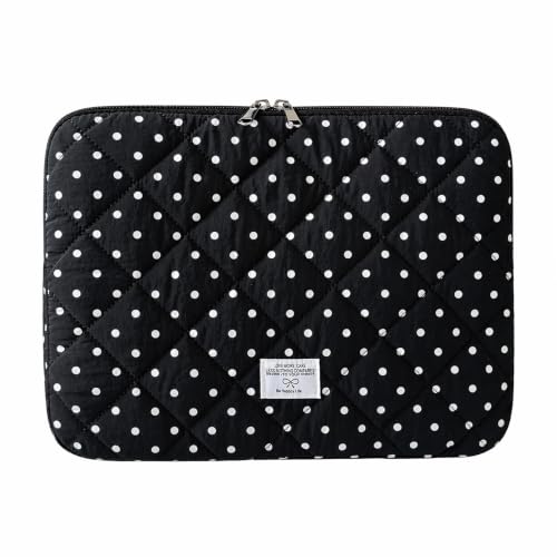 Cute Bow Puffy Laptop Sleeve 13-15 Inch Cute Quilted Laptop Protective Case Padded Bow Computer Sleeve for MacBook (Polka dots Purple, 13inch) - color: polka dots purple, size: 13inch