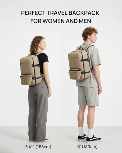 NINETYGO Casual Backpack for Men & Women, Brown | Airline Approved Carry On, Waterproof, 24.7L, Detachable Shoulder Bag, Fits 15.6 Inch Laptop - color: Brown