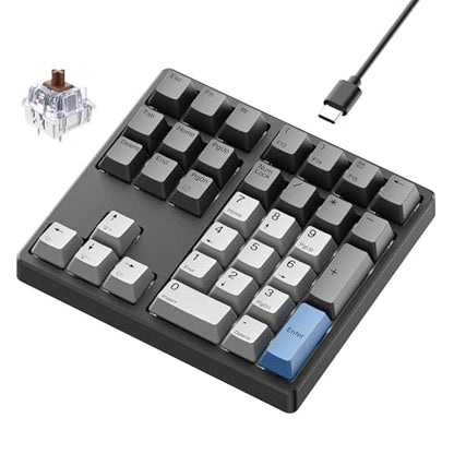 Kisnt KN34 Mechanical Numpad, Full-Function for Heavy Excel Financial | Wired 34 Keys Hot Swappable, PBT Keycaps with White Backlit, Laptop MacBook PC Desktop Compatible (Brown Switch) - color: Brown Switch