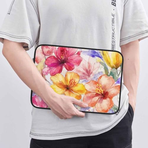 Laptop Sleeve Bag 15.4 15.6 Inch,Watercolor Magnolia Hibiscus Orchid Flowers Protective Polyester Computer Cases Laptop Cover Briefcase Bag Tablet Travel Cover - color: LPS-008