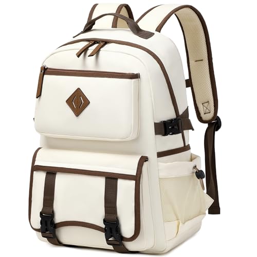 Laptop Backpack 15 -17 Inch for Women Men Large College Bookbag Elementary Middle High School Bag for Kids Teens Girls Boys Student Waterproof Travel Backpacks Book Rucksack Work Daypack Beige - color: Beige