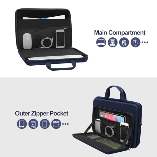 MOSISO Hard Laptop Case 15-15.6 inch, Shockproof Laptop Sleeve with Handle | Compatible with MacBook 16, HP Acer Dell Lenovo ASUS, Waterproof EVA Carrying Case Computer Bag with Pocket&Belt, Navy Blue - color: Navy Blue, size: 16 inch