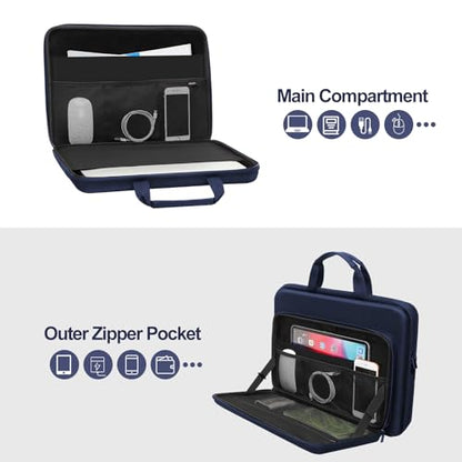 MOSISO Hard Laptop Case 15-15.6 inch, Shockproof Laptop Sleeve with Handle | Compatible with MacBook 16, HP Acer Dell Lenovo ASUS, Waterproof EVA Carrying Case Computer Bag with Pocket&Belt, Navy Blue - color: Navy Blue, size: 16 inch