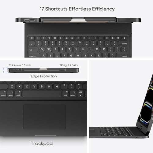 Keyboard Case for iPad Air 13 inch, Pro 13 and Pro 12.9 (6th-3rd Gen) Black | Pekarejue 360 Rotatable, Trackpad, Backlit, Pencil Holder, Fit iPad Air 13 M4 M3 M2, M5 M4 Pro 13"/12.9" (6th 5th 4th 3rd ) - color: Black, size: iPad Air/iPad Pro (13"/12.9")