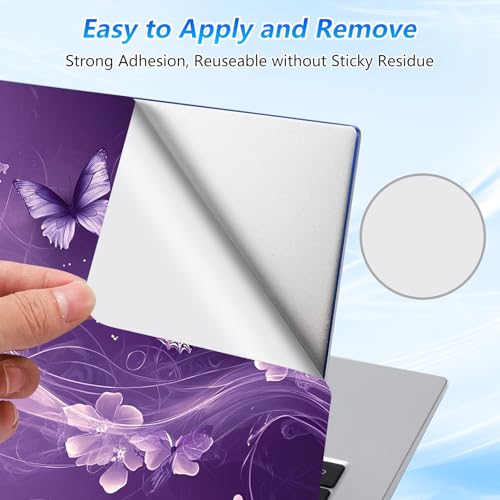 Universal Laptop Skin Sticker Decal with 2 Wrist Pad Skins, Waterproof Scratch Vinyl Cover for 11–15.6 Inch MacBook, HP, Dell, Lenovo, Cutable & Reusable,Purple Butterfly Fantasy - color: Purple Butterfly Fantasy