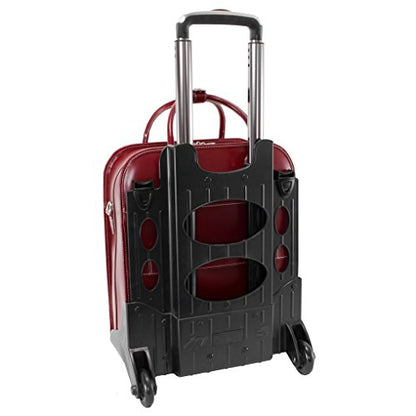 McKLEIN 15" Leather Vertical Patented Detachable -Wheeled Ladies' Laptop Briefcase- LA GRANGE- Red