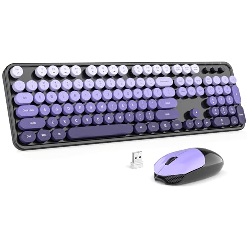 Dilter Wireless Keyboard and Mouse Combo, 104 Keys Full-Sized Typewriter Keyboards, 2.4 GHz USB Receiver Plug and Play for Windows, PC, Laptop, Desktop (Black Purple) - color: Black Purple Gradient