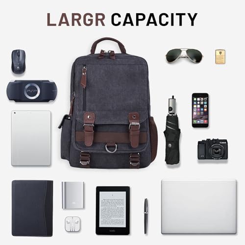 mygreen Canvas Cross Body Messenger Bag Shoulder Sling Backpack Travel Rucksack - color: Black, size: Large